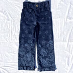 Maeve The Colette Crop Wide Leg Jeans Womens 26 Dark Blue Print